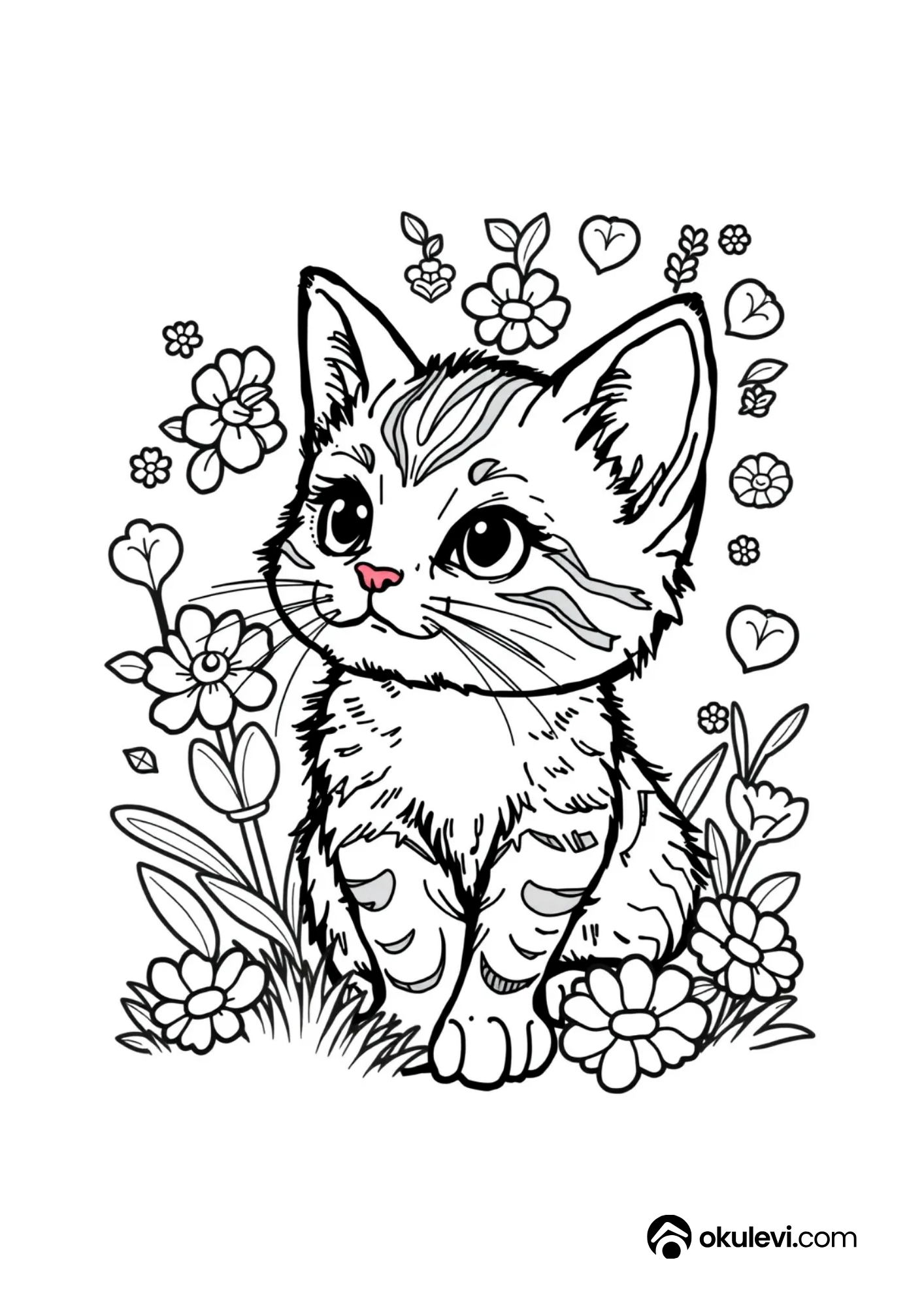 çiçekli tekir kedi