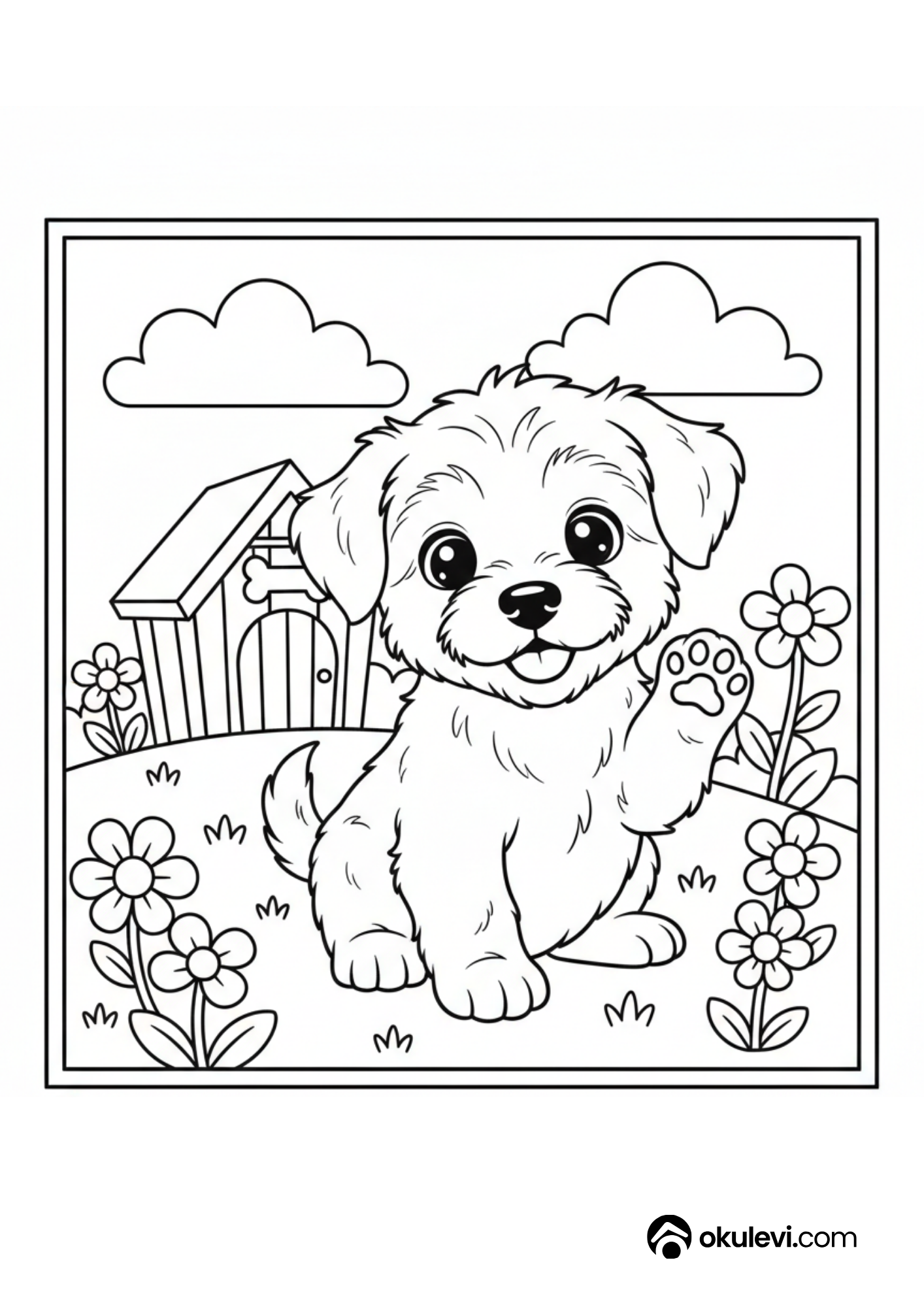 tatlı kulübeli yavru köpek boyama